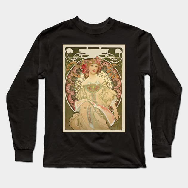 Vintage Art Nouveau Lady Art Long Sleeve T-Shirt by AlondraHanley